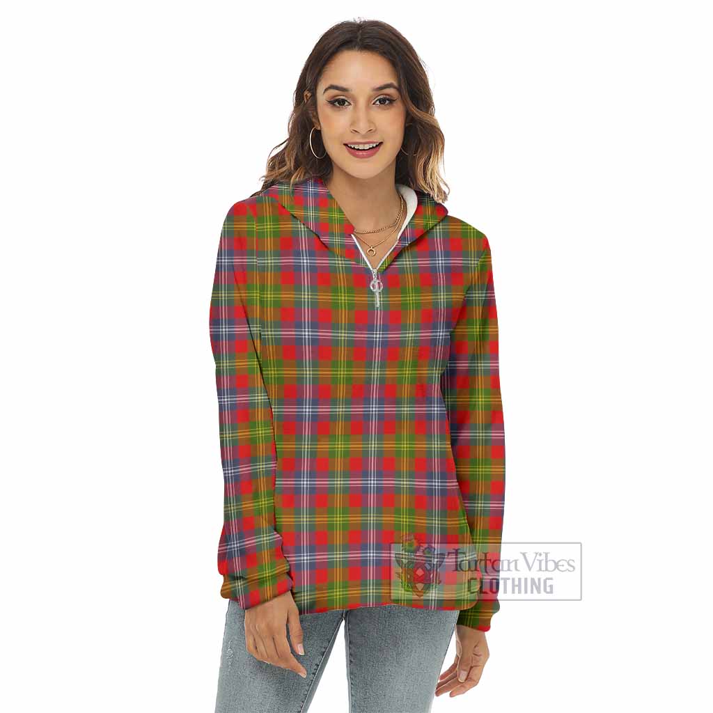 Tartan Vibes Clothing Forrester (Foster) Tartan Women's Borg  Half Zip Fleece Hoodie