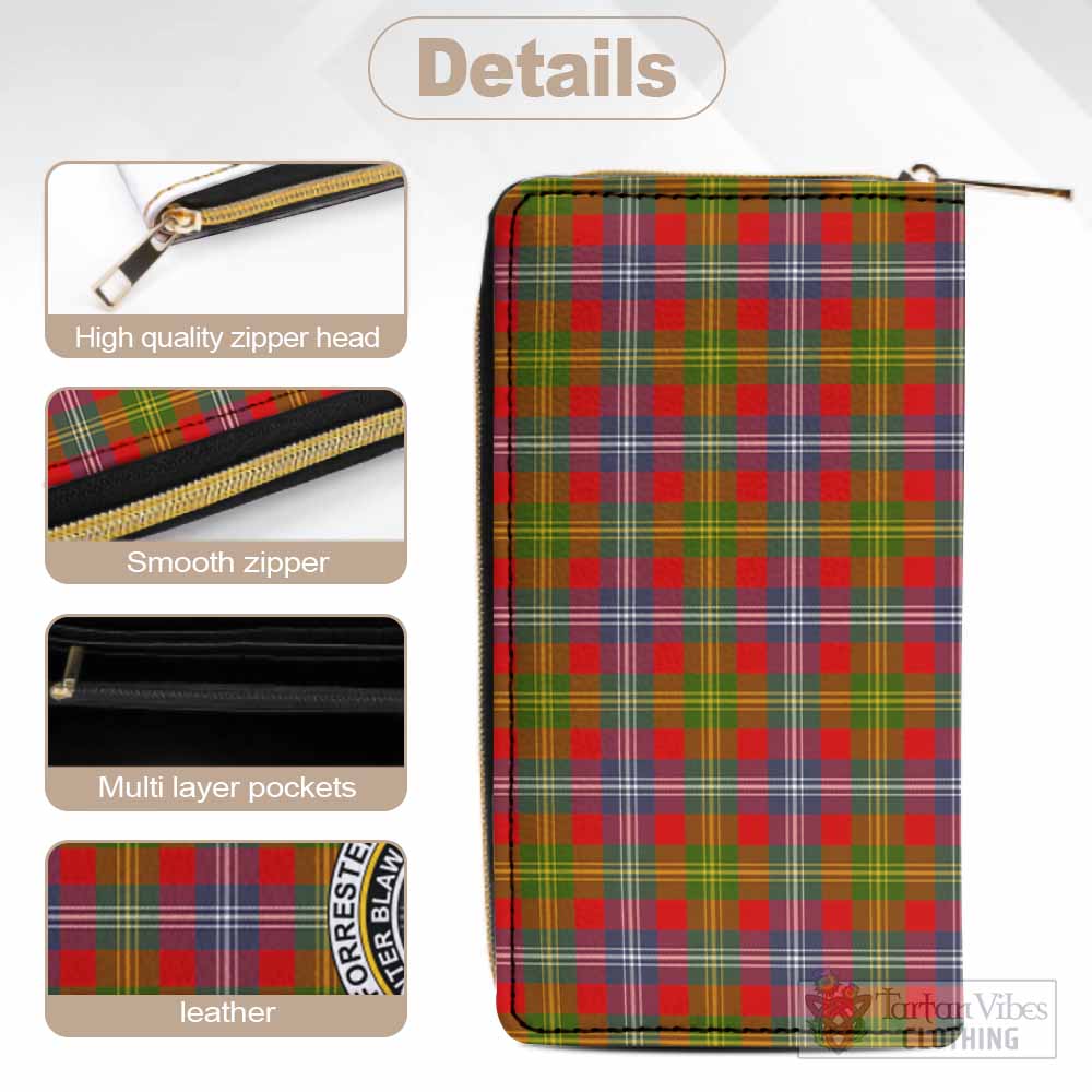 Tartan Vibes Clothing Forrester (Foster) Tartan Women's Leather Wallet with Family Crest