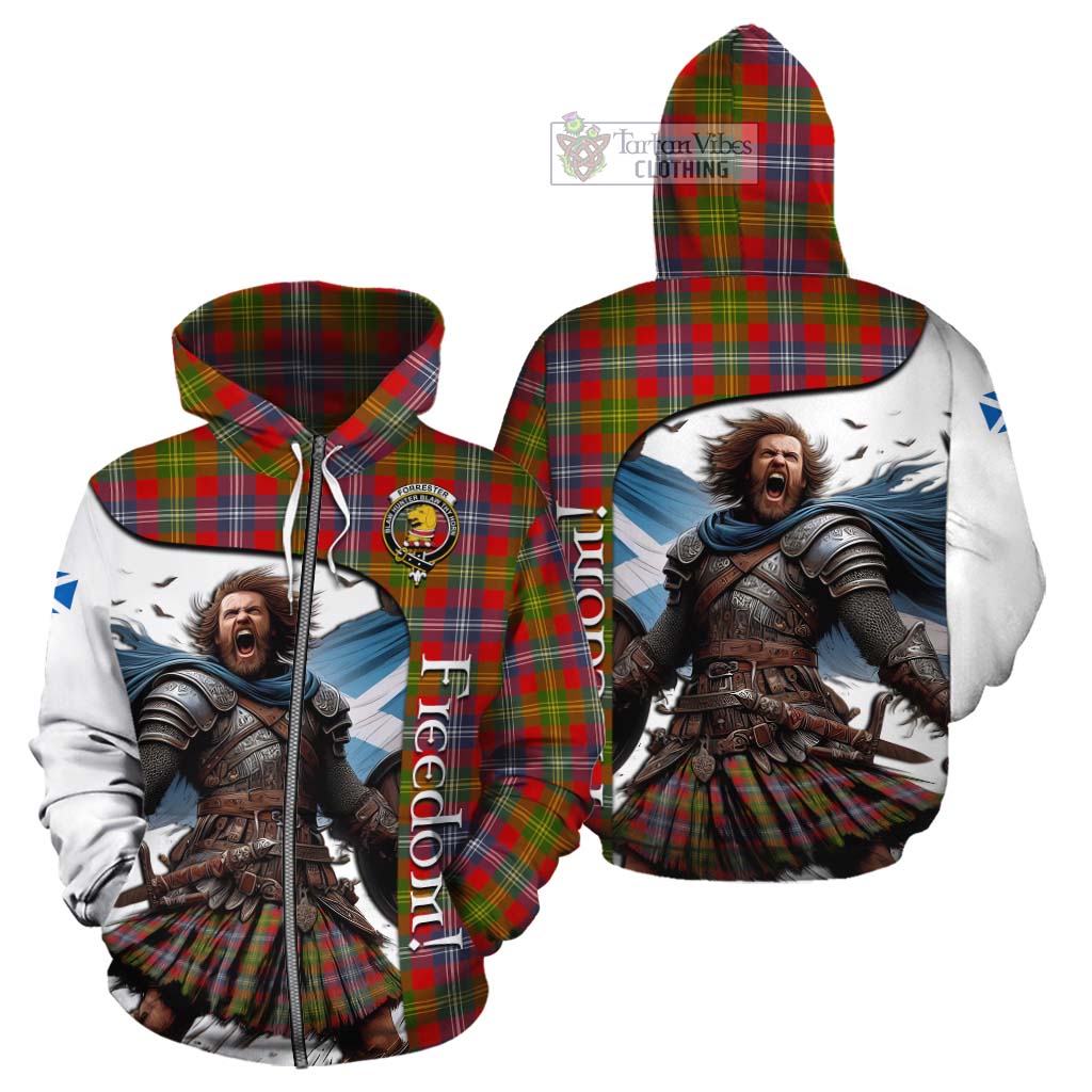 Tartan Vibes Clothing Forrester (Foster) Crest Tartan Cotton Hoodie Inspired by the Freedom of Scottish Warrior