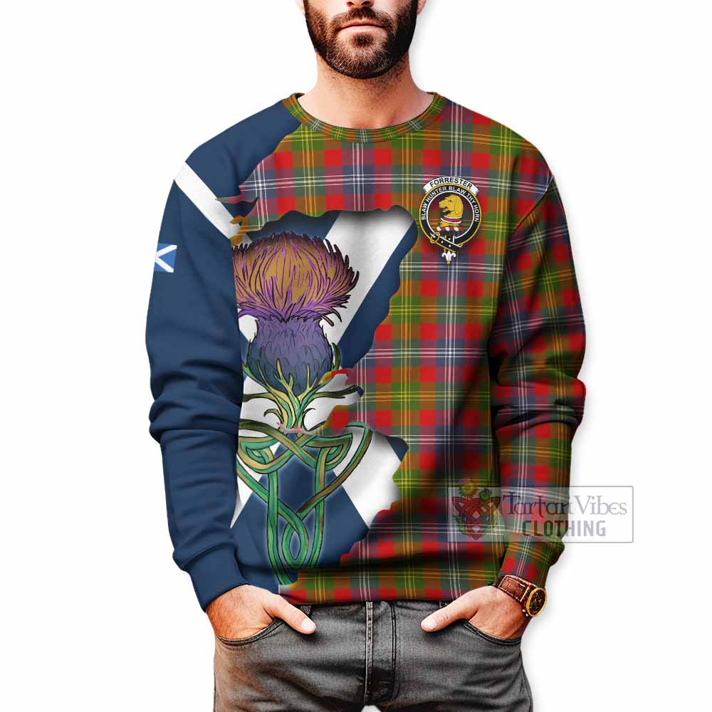 Tartan Vibes Clothing Forrester (Foster) Tartan Family Crest Sweatshirt Scottish Thistle Celtic Inspired