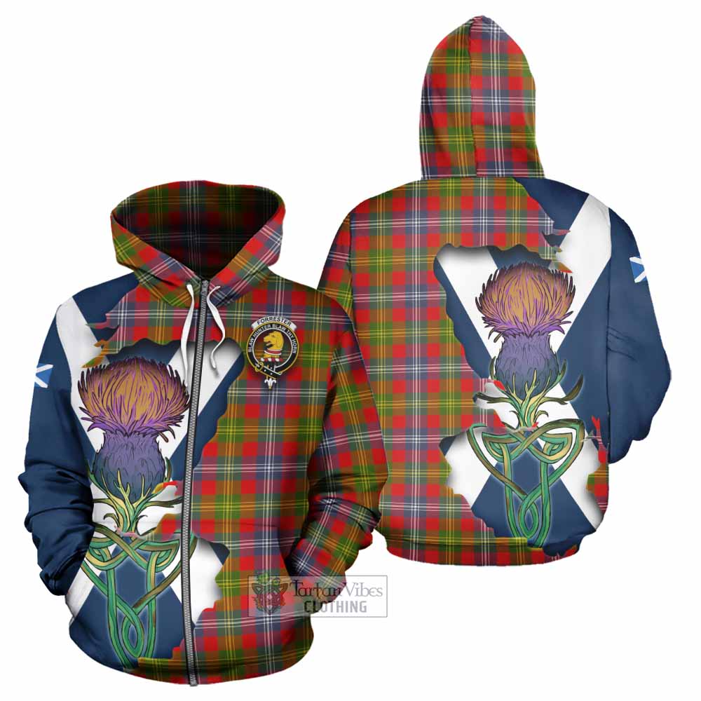 Tartan Vibes Clothing Forrester (Foster) Tartan Family Crest Hoodie Scottish Thistle Celtic Inspired