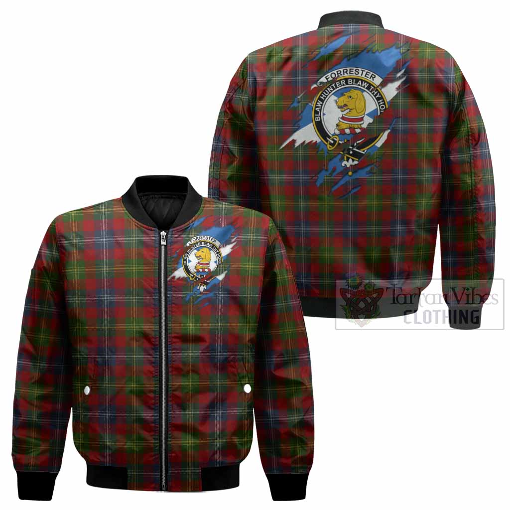 Forrester (Foster) Clan Crest In Me Tartan Bomber Jacket Scotland Flag Style
