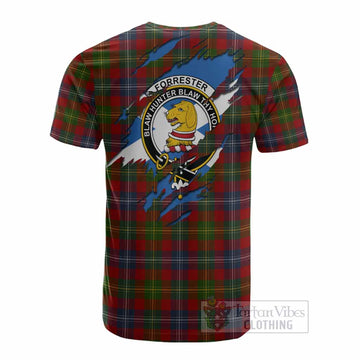 Forrester (Foster) Clan Crest In Me Tartan Cotton T-shirt Scotland Flag Style