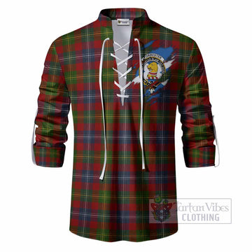 Forrester (Foster) Clan Crest In Me Tartan Ghillie Shirt Scotland Flag Style