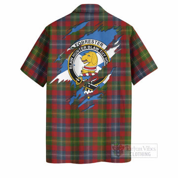 Forrester (Foster) Clan Crest In Me Tartan Hawaiian Shirt Scotland Flag Style