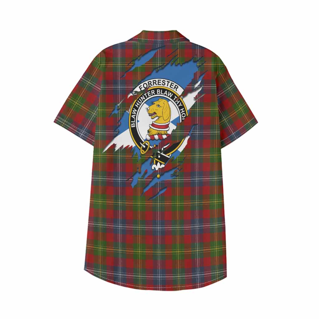Forrester (Foster) Clan Crest In Me Tartan Kid Hawaiian Shirt Scotland Flag Style