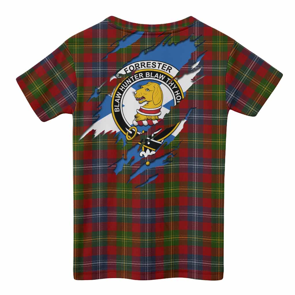 Forrester (Foster) Clan Crest In Me Tartan Kid T-shirt Scotland Flag Style