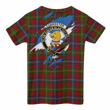 Forrester (Foster) Clan Crest In Me Tartan Kid T-shirt Scotland Flag Style