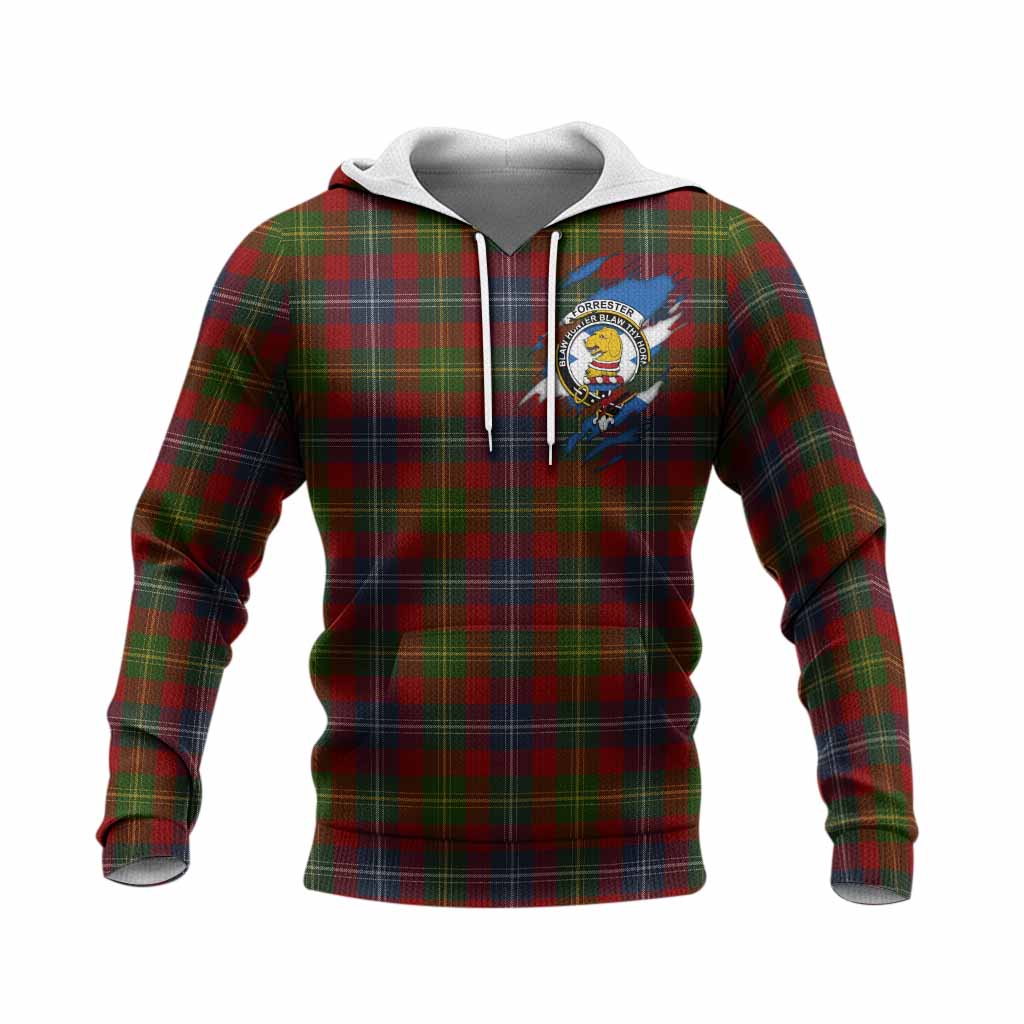 Forrester (Foster) Clan Crest In Me Tartan Knitted Hoodie Scotland Flag Style
