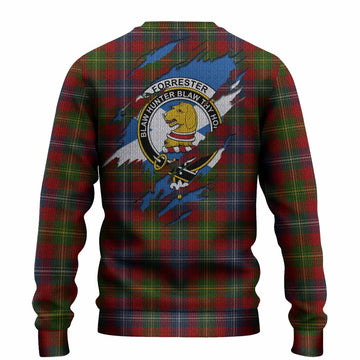 Forrester (Foster) Clan Crest In Me Tartan Knitted Sweater Scotland Flag Style