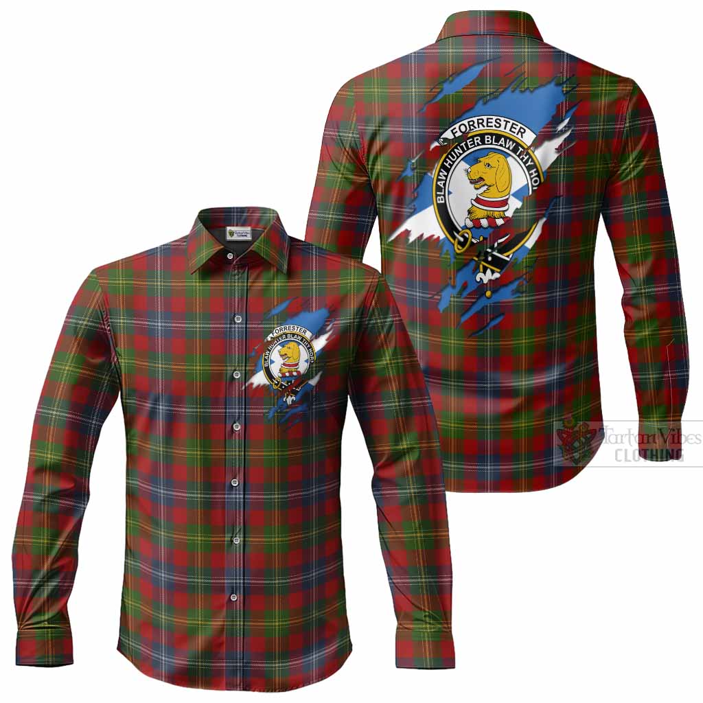 Forrester (Foster) Clan Crest In Me Tartan Long Sleeve Button Shirts Scotland Flag Style