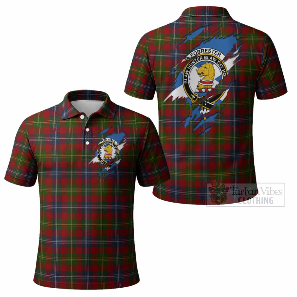 Forrester (Foster) Clan Crest In Me Tartan Polo Shirt Scotland Flag Style