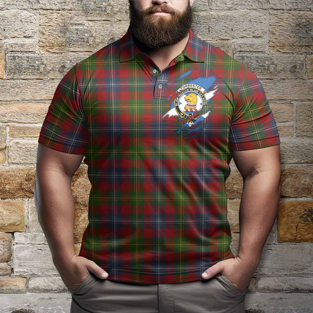 Forrester (Foster) Clan Crest In Me Tartan Polo Shirt Scotland Flag Style