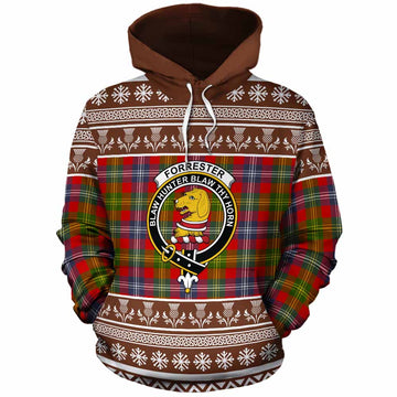 Forrester (Foster) Clan Tartan Christmas Cotton Hoodie with Family Crest