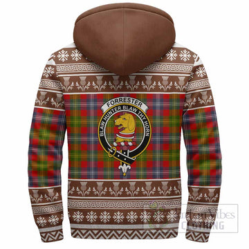 Forrester (Foster) Clan Tartan Christmas Fleece Hoodie with Family Crest