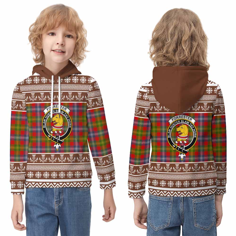Forrester (Foster) Clan Tartan Christmas Kid Hoodie with Family Crest - Tartan Vibes Clothing