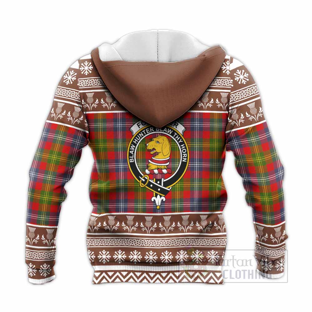 Forrester (Foster) Clan Tartan Christmas Knitted Hoodie with Family Crest - Tartan Vibes Clothing