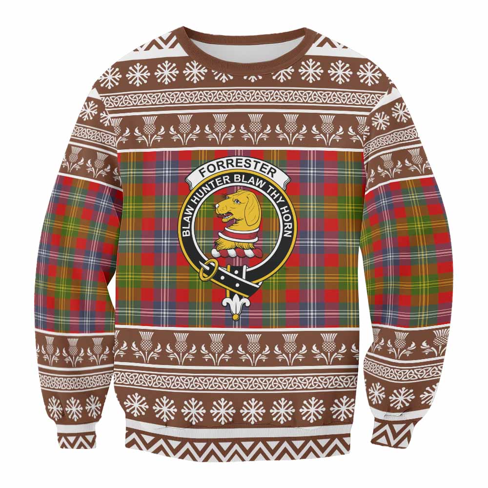 Forrester (Foster) Clan Tartan Christmas Sweatshirt with Family Crest - Tartan Vibes Clothing