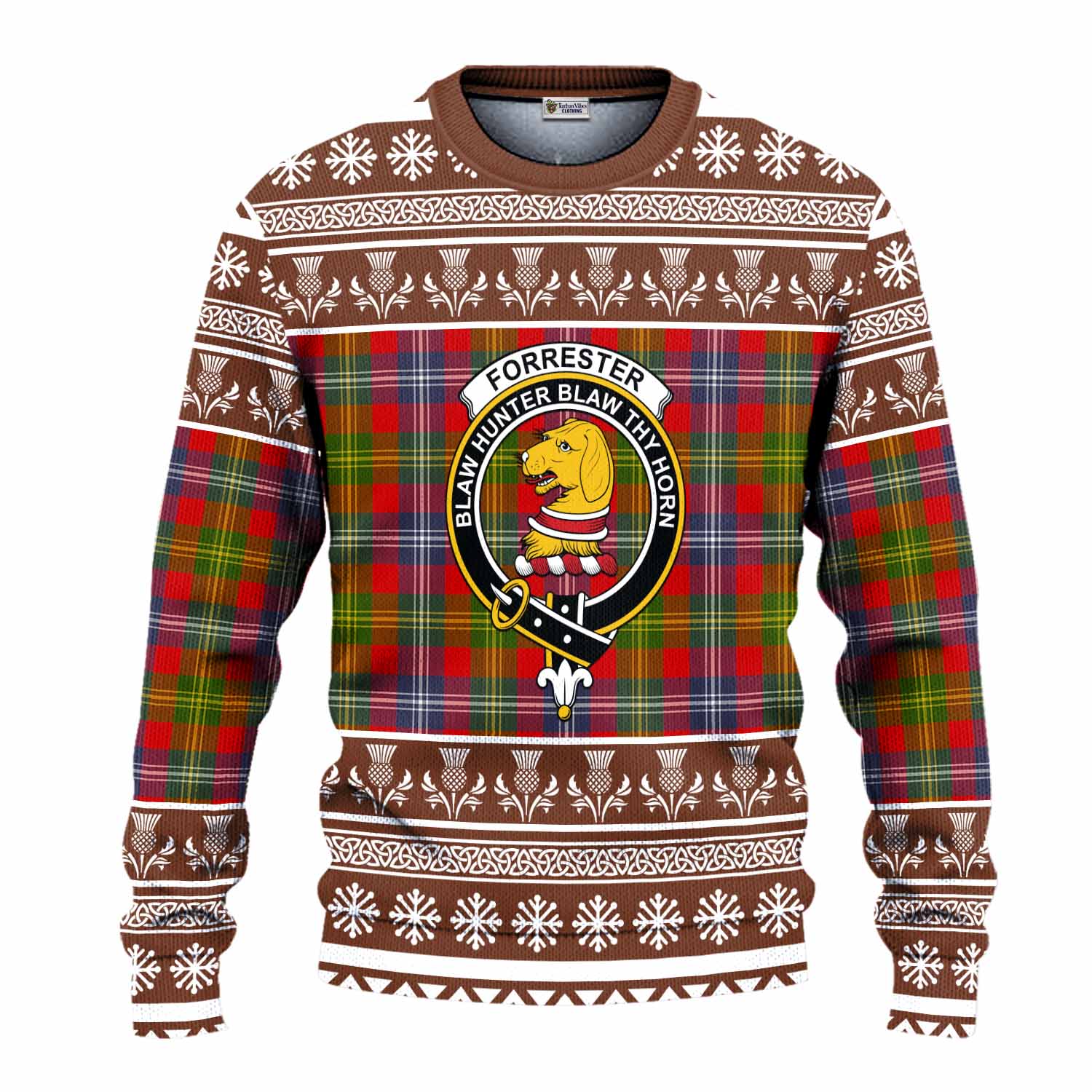 Forrester (Foster) Clan Tartan Christmas Ugly Sweater with Family Crest - Tartan Vibes Clothing