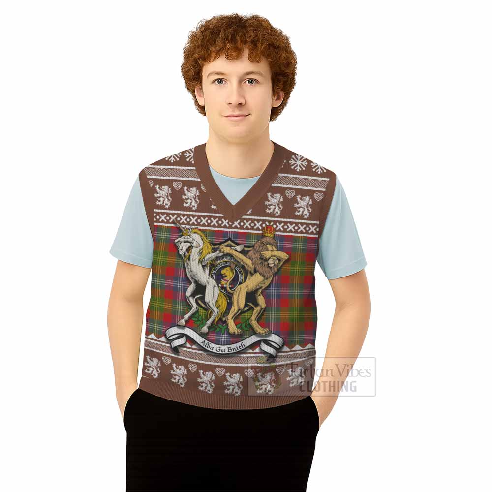 Forrester (Foster) Clan Tartan Crest Christmas Knitted V-Neck Vest Coat of Arms Funny Style - Tartan Vibes Clothing