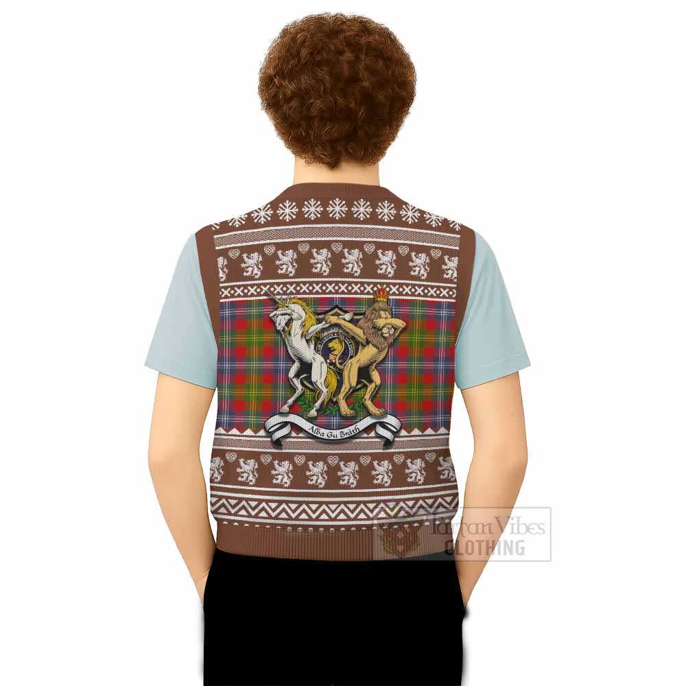 Forrester (Foster) Clan Tartan Crest Christmas Knitted V-Neck Vest Coat of Arms Funny Style - Tartan Vibes Clothing