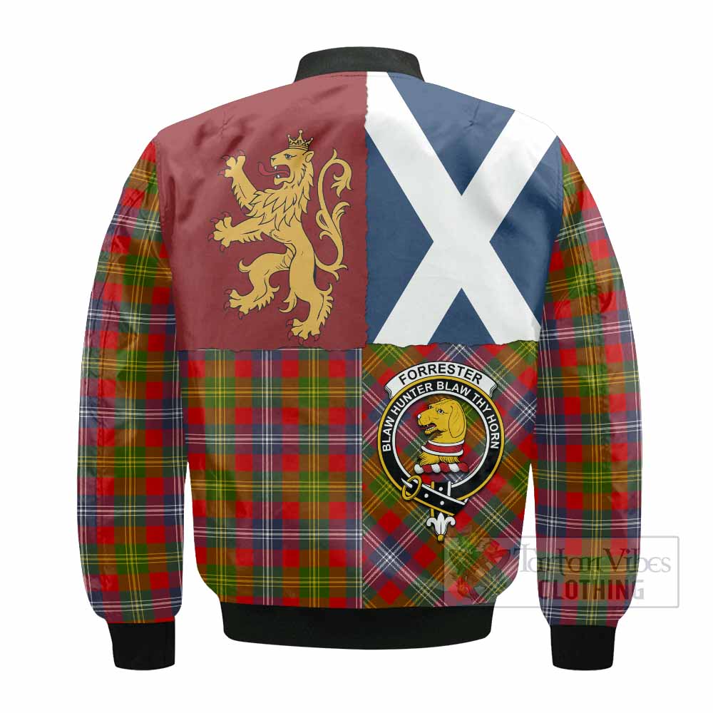 Forrester (Foster) Crest Tartan Bomber Jacket with Lion Rampant Saltire Style
