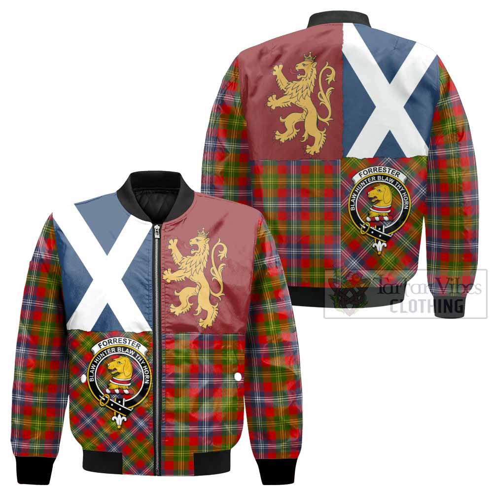 Forrester (Foster) Crest Tartan Bomber Jacket with Lion Rampant Saltire Style