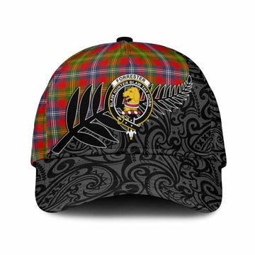Forrester (Foster) Crest Tartan Classic Cap with New Zealand Silver Fern Half Style