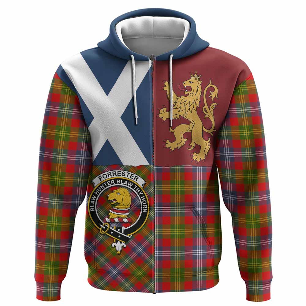 Forrester (Foster) Crest Tartan Hoodie with Lion Rampant Saltire Style