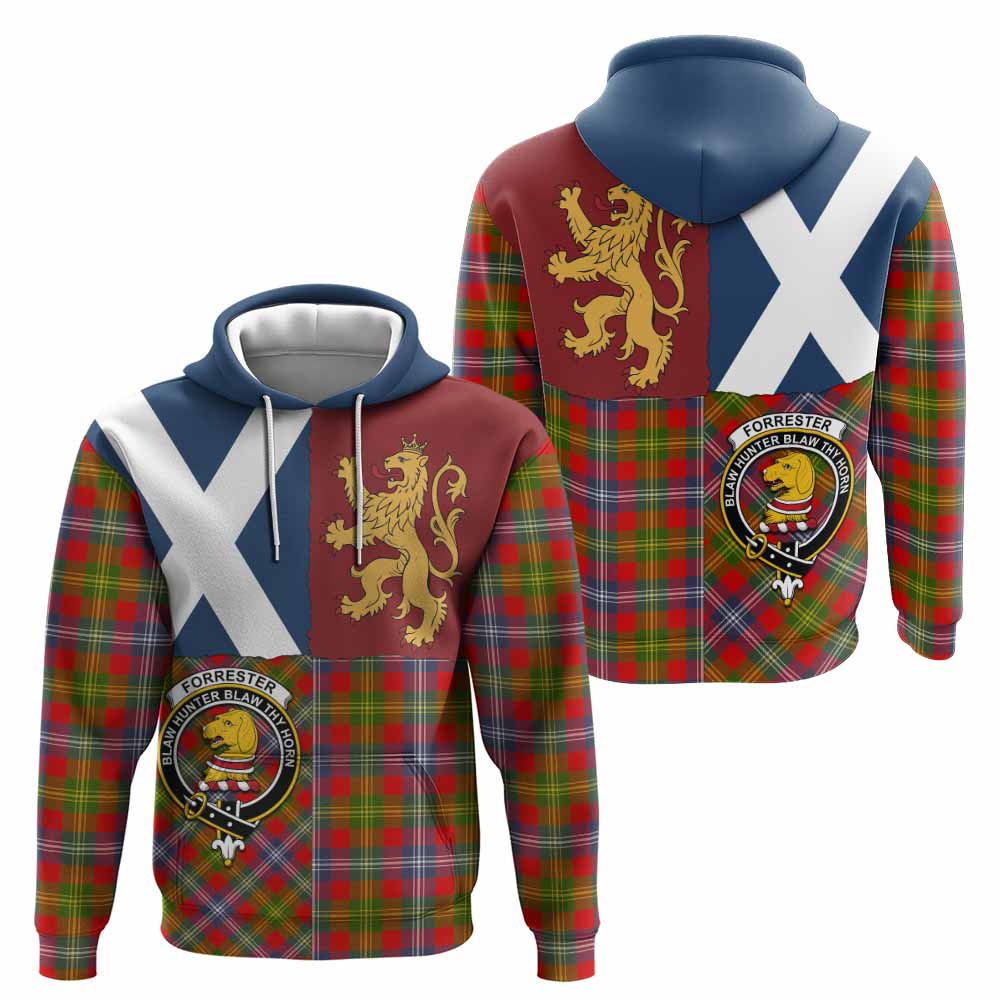 Forrester (Foster) Crest Tartan Hoodie with Lion Rampant Saltire Style