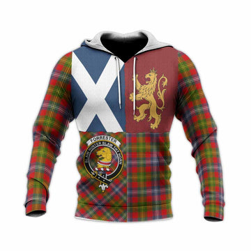 Forrester (Foster) Crest Tartan Knitted Hoodie with Lion Rampant Saltire Style