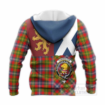 Forrester (Foster) Crest Tartan Knitted Hoodie with Lion Rampant Saltire Style