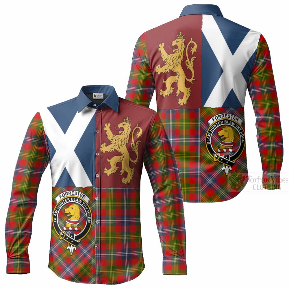 Forrester (Foster) Crest Tartan Long Sleeve Button Shirts with Lion Rampant Saltire Style