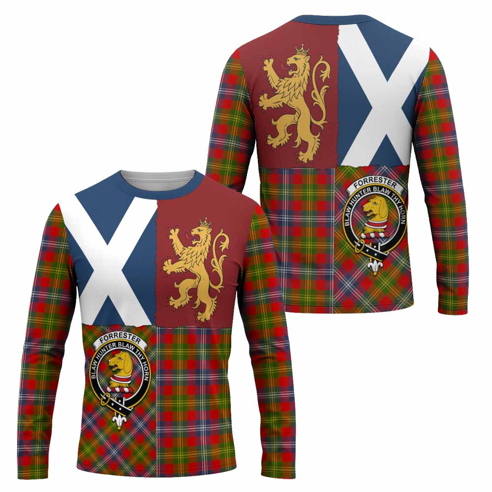 Forrester (Foster) Crest Tartan Long Sleeve T-Shirt with Lion Rampant Saltire Style
