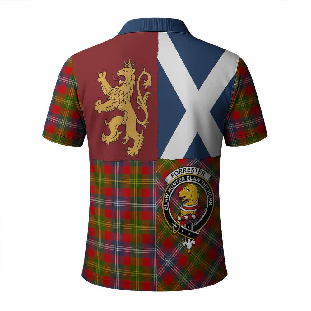 Forrester (Foster) Crest Tartan Polo Shirt with Lion Rampant Saltire Style