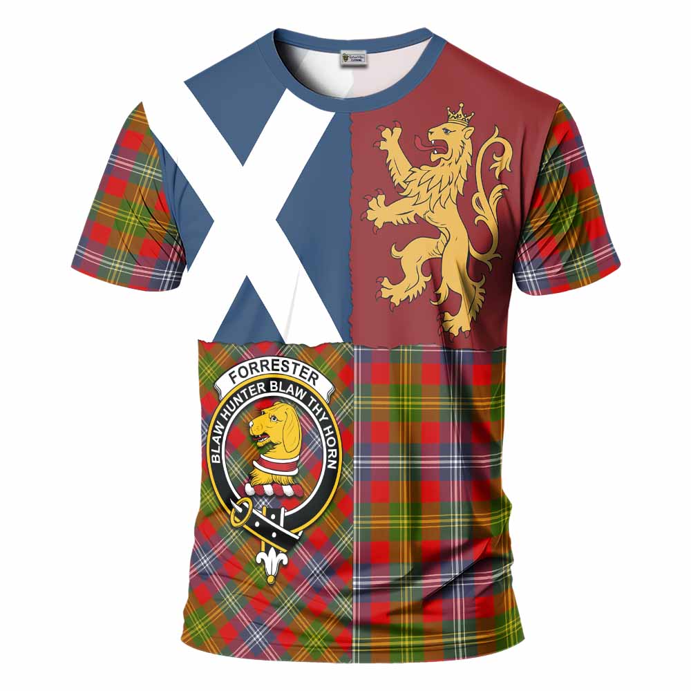 Forrester (Foster) Crest Tartan T-Shirt with Lion Rampant Saltire Style
