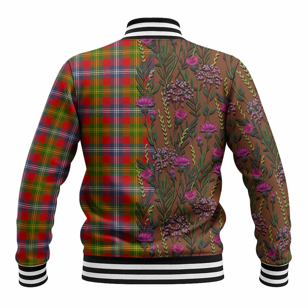 Forrester (Foster) Family Crest Tartan Baseball Jacket Scottish Thistle Flower Pattern Half Style - Tartan Vibes Clothing