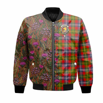 Forrester (Foster) Family Crest Tartan Bomber Jacket Scottish Thistle Flower Pattern Half Style