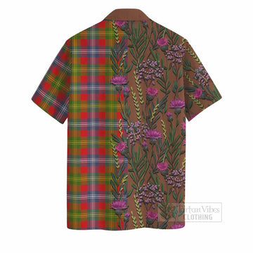 Forrester (Foster) Family Crest Tartan Hawaiian Shirt Scottish Thistle Flower Pattern Half Style