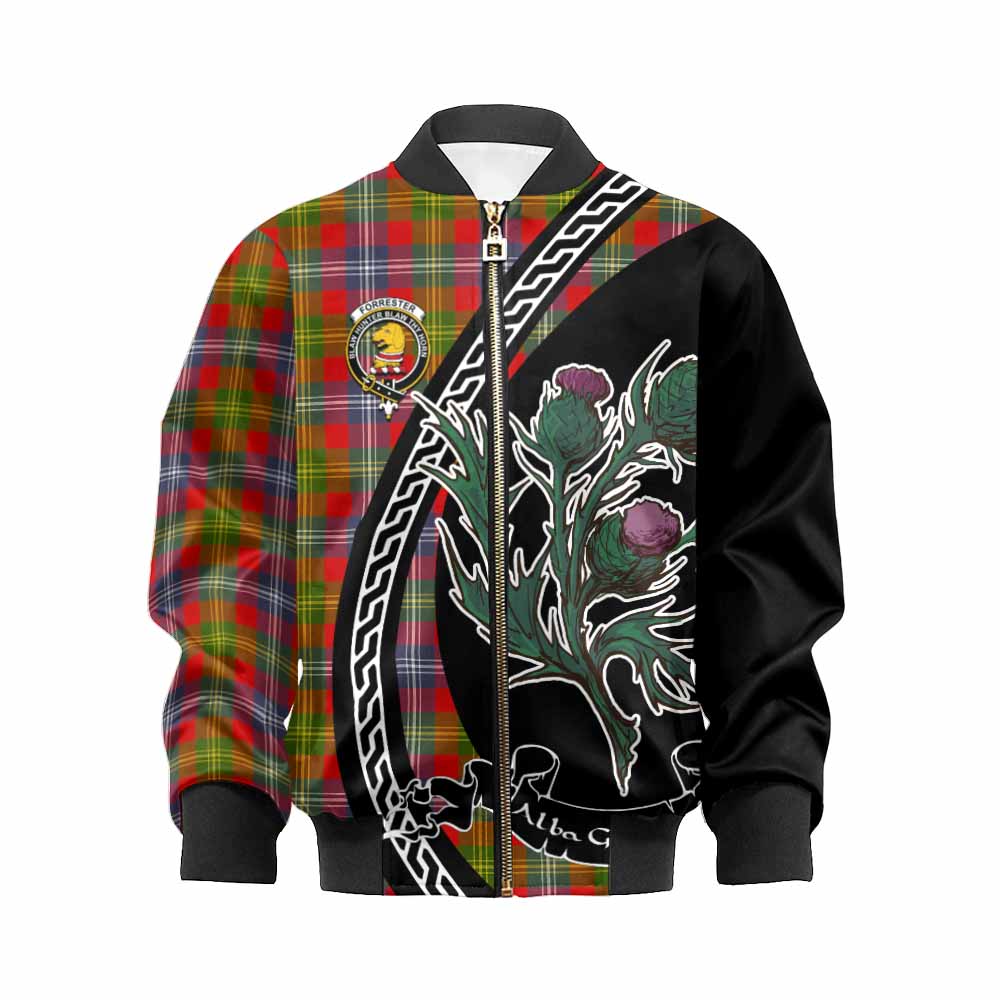 Forrester (Foster) Family Crest Tartan Kid Bomber Jacket Alba Thistle Inspired - Tartan Vibes Clothing