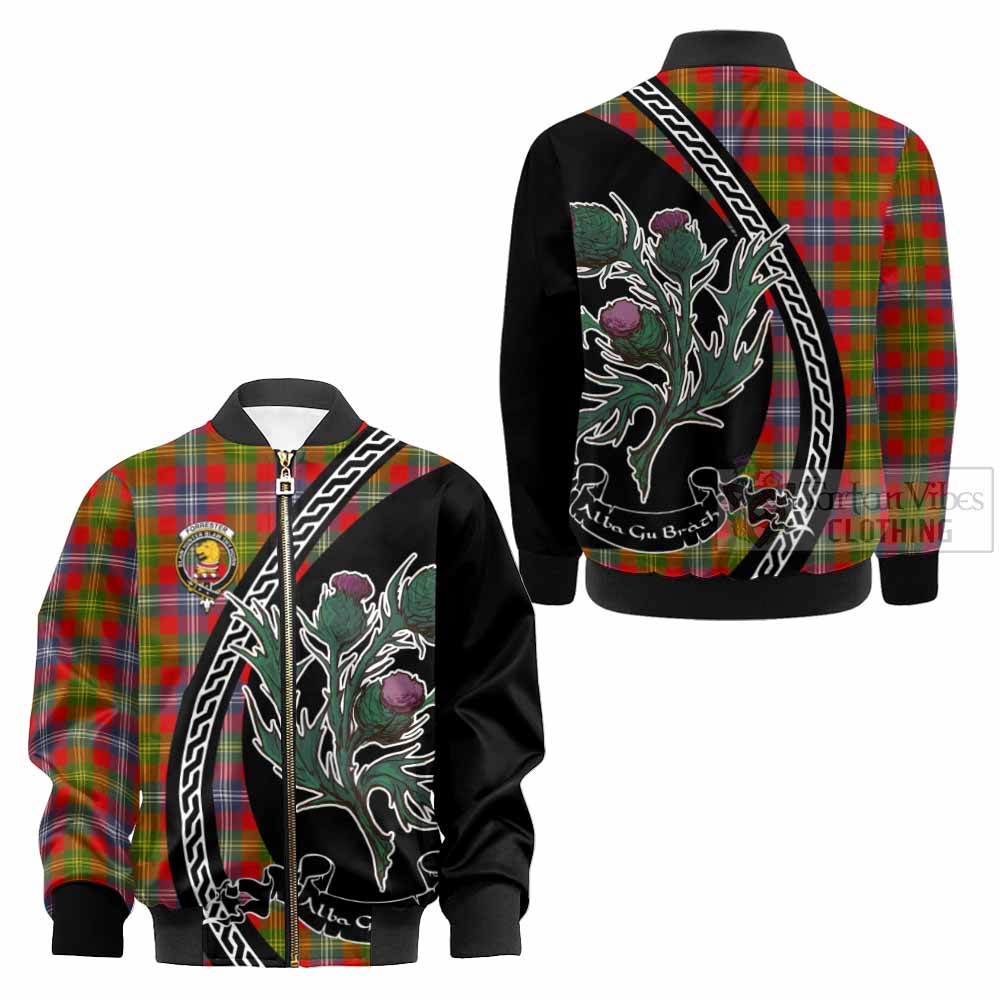 Forrester (Foster) Family Crest Tartan Kid Bomber Jacket Alba Thistle Inspired - Tartan Vibes Clothing