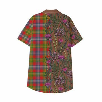 Forrester (Foster) Family Crest Tartan Kid Hawaiian Shirt Scottish Thistle Flower Pattern Half Style - Tartan Vibes Clothing