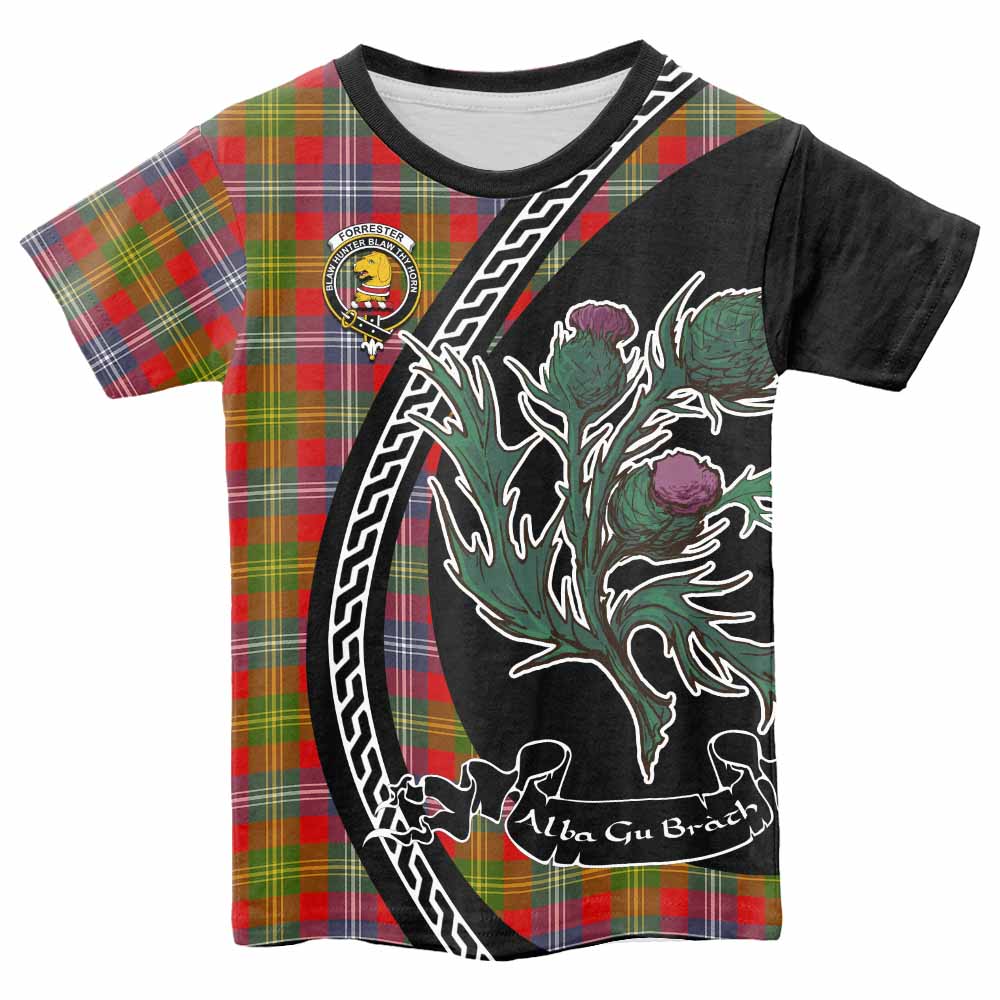 Forrester (Foster) Family Crest Tartan Kid T-shirt Alba Thistle Inspired - Tartan Vibes Clothing