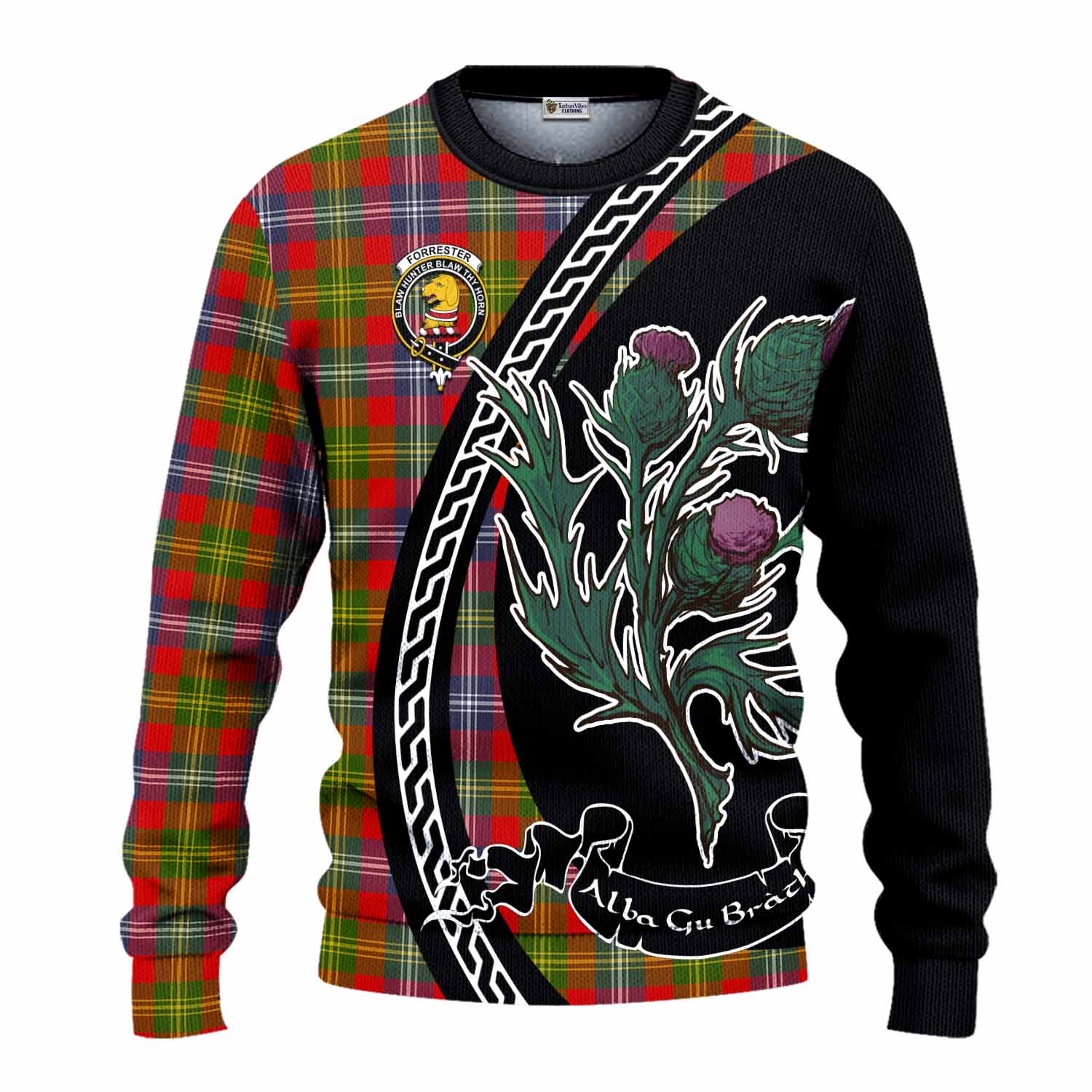 Forrester (Foster) Family Crest Tartan Knitted Sweater Alba Thistle Inspired - Tartan Vibes Clothing