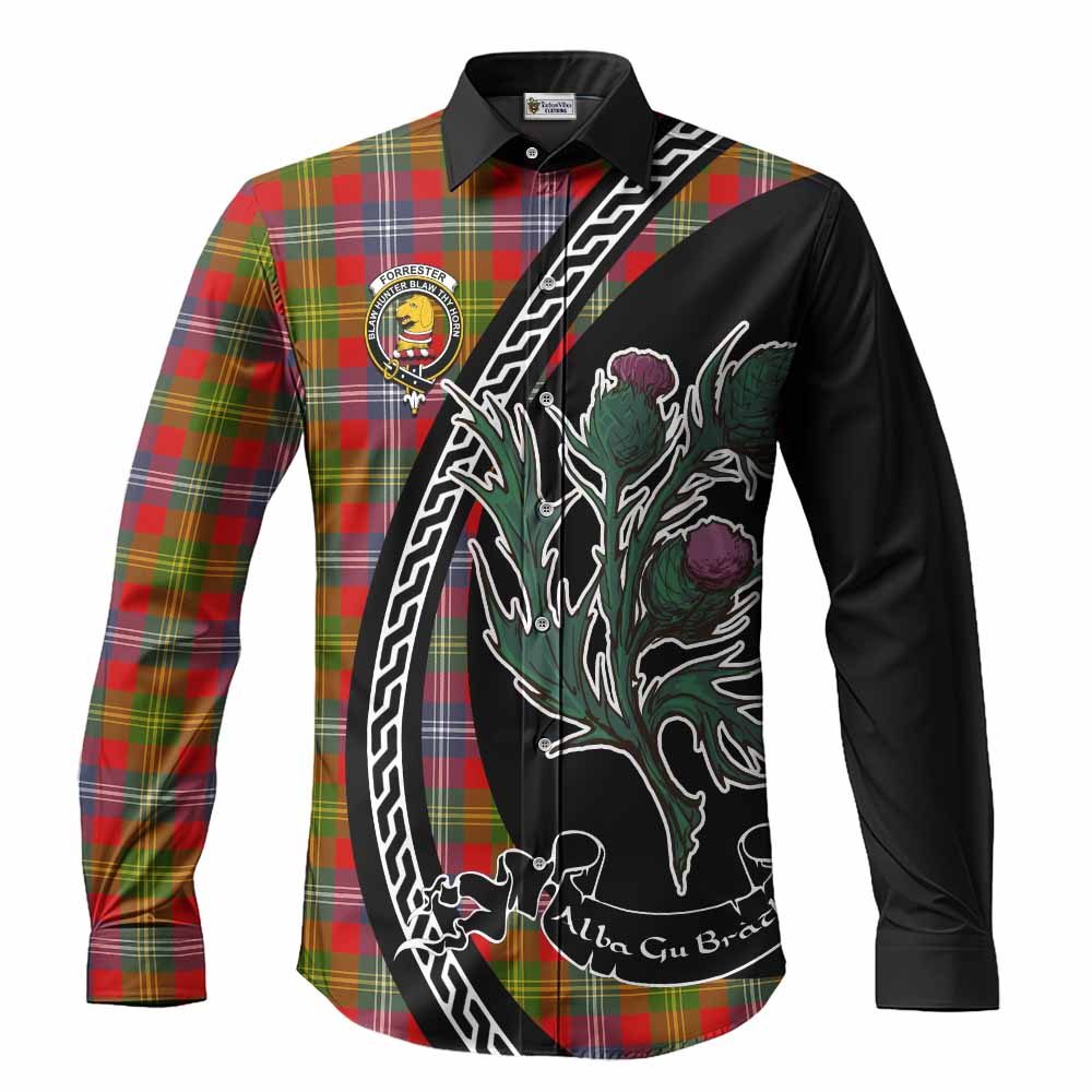 Forrester (Foster) Family Crest Tartan Long Sleeve Button Shirts Alba Thistle Inspired - Tartan Vibes Clothing