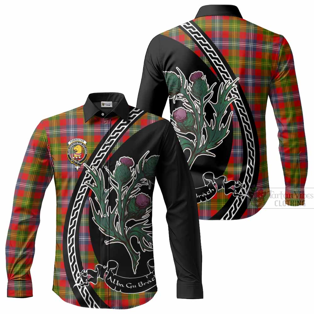 Forrester (Foster) Family Crest Tartan Long Sleeve Button Shirts Alba Thistle Inspired - Tartan Vibes Clothing