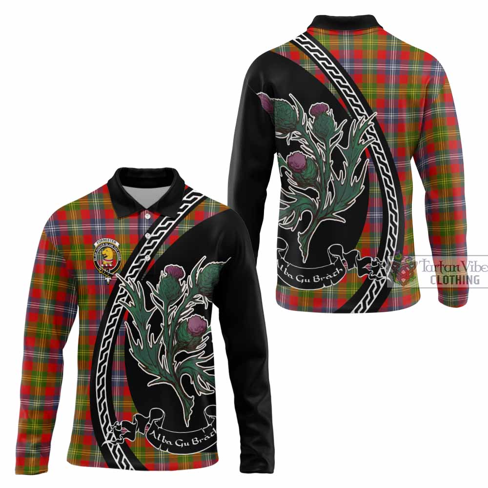 Forrester (Foster) Family Crest Tartan Long Sleeve Polo Shirt Alba Thistle Inspired - Tartan Vibes Clothing
