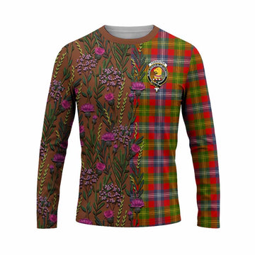 Forrester (Foster) Family Crest Tartan Long Sleeve T-Shirt Scottish Thistle Flower Pattern Half Style - Tartan Vibes Clothing