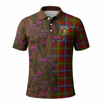 Forrester (Foster) Family Crest Tartan Polo Shirt Scottish Thistle Flower Pattern Half Style
