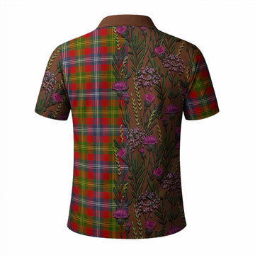 Forrester (Foster) Family Crest Tartan Polo Shirt Scottish Thistle Flower Pattern Half Style